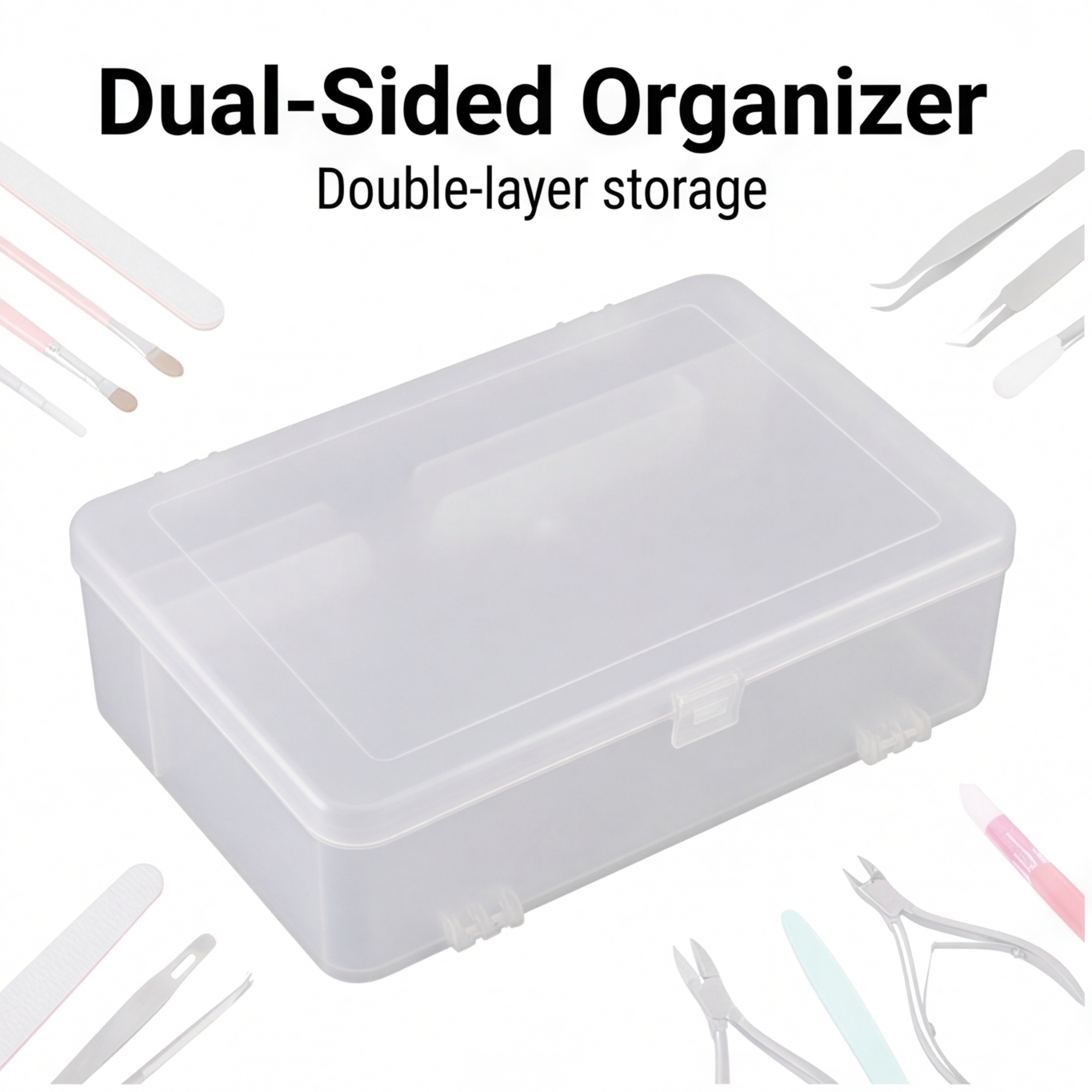 Nail Art Kaki - Dual-Open 2-Tier Super Capacity Pp Storage