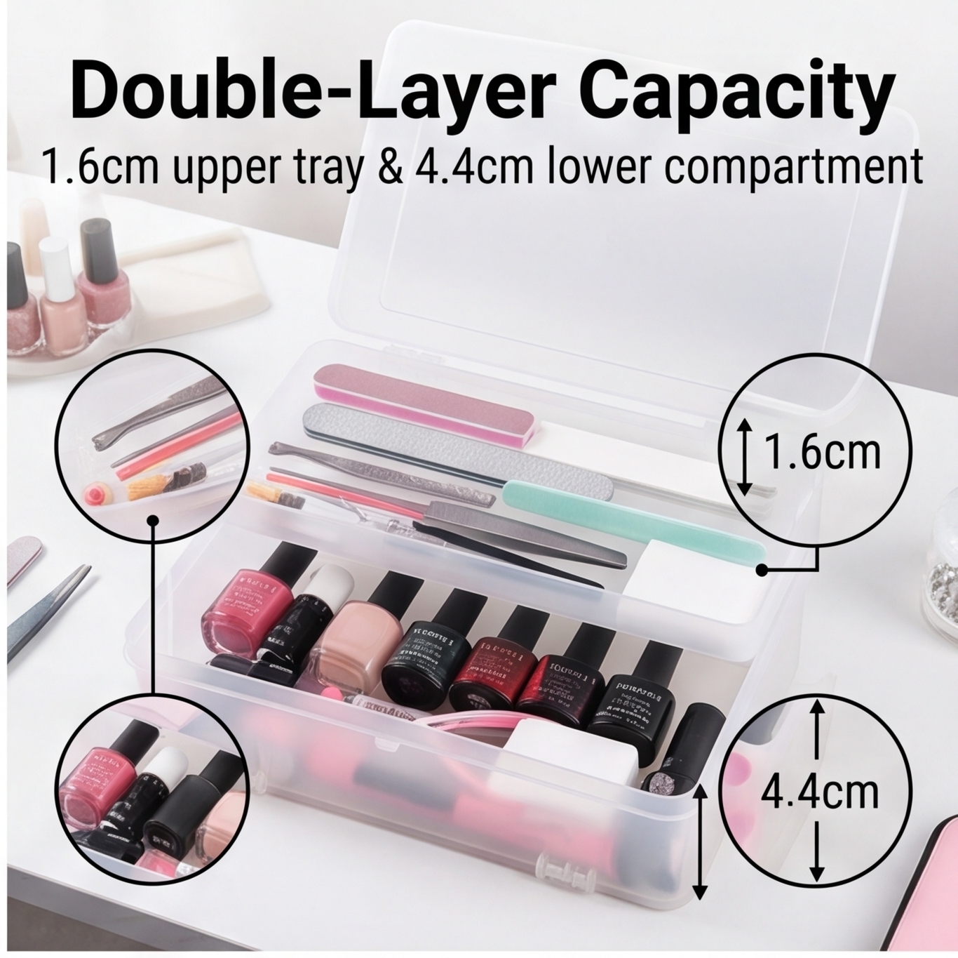 Dual-Open 2-Tier Super Capacit - Nail Art Kaki 리뷰 및 가격