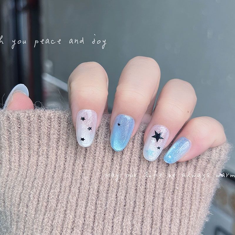 10pcs Short Round Press On Nai - Nail Art Cat Eye 리뷰 및 가격