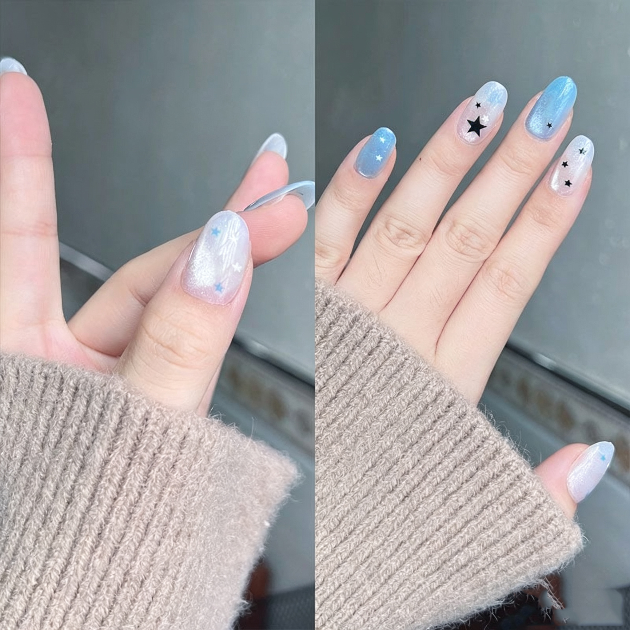 10pcs Short Round Press On Nai - Nail Art Cat Eye 리뷰 및 가격