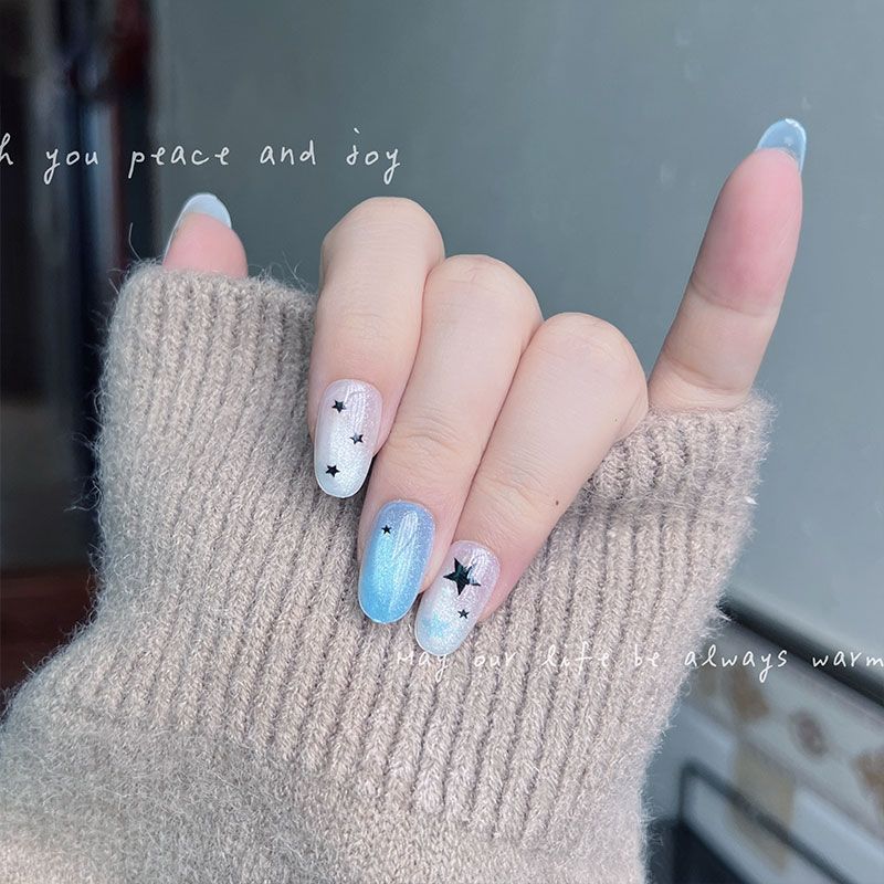 10pcs Short Round Press On Nai - Nail Art Cat Eye 리뷰 및 가격