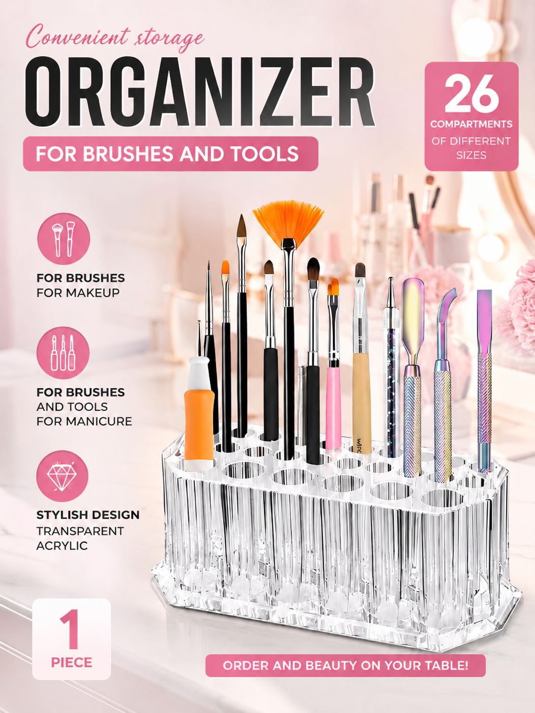 1pc Clear Acrylic 26Hole Brush - Nail Art Kaki 리뷰 및 가격