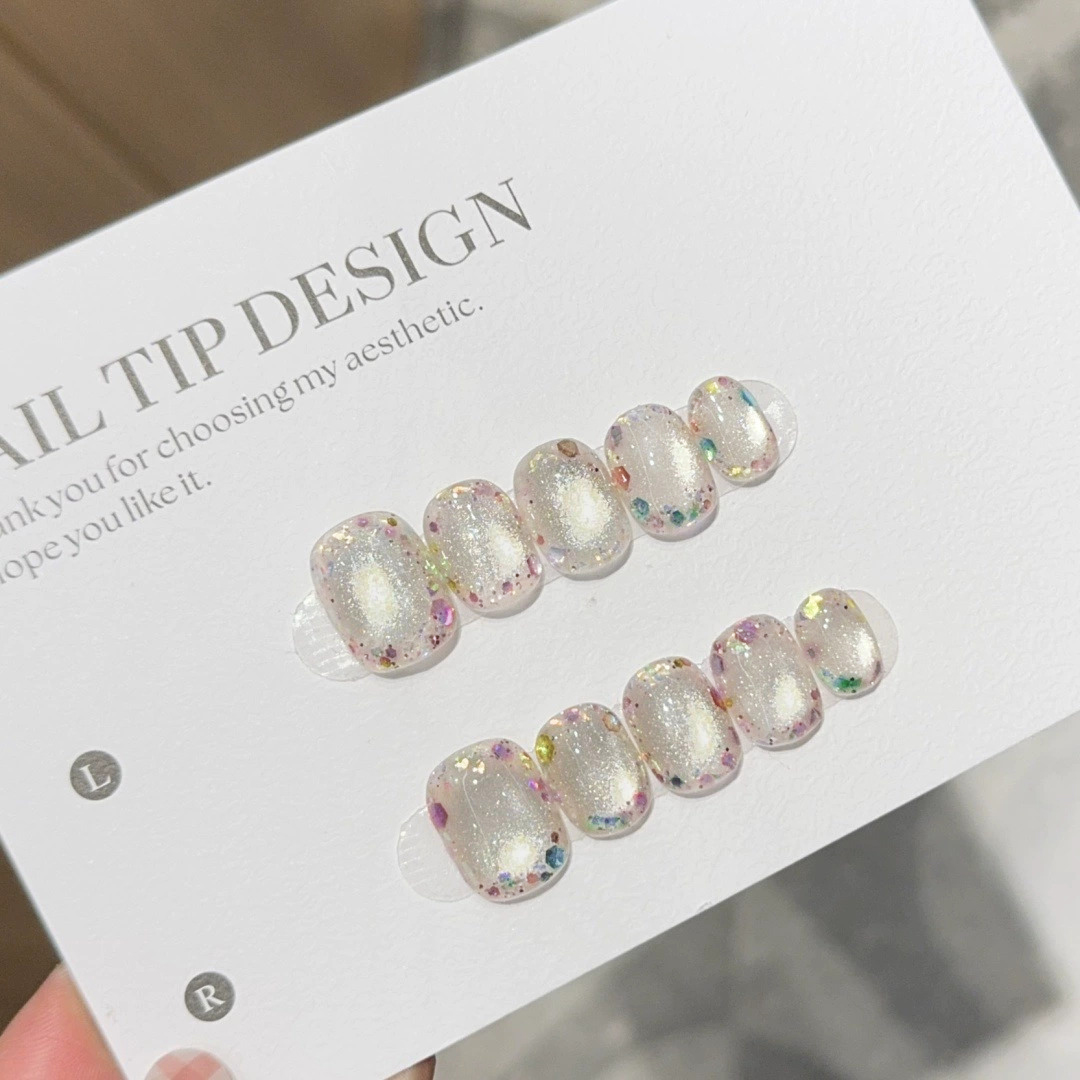 10pcs Short Summer Colorful Ge - Nail Art Cat Eye 리뷰 및 가격
