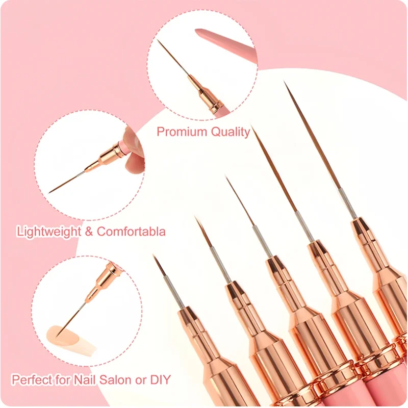 5pc/1set Nail Art Liner Brushe - Nail Art Kaki 리뷰 및 가격