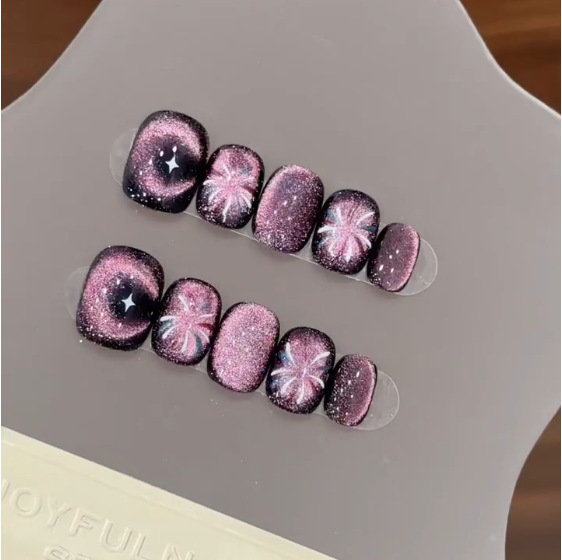 10Pcs Purple Short Round Head  - Nail Art Cat Eye 리뷰 및 가격