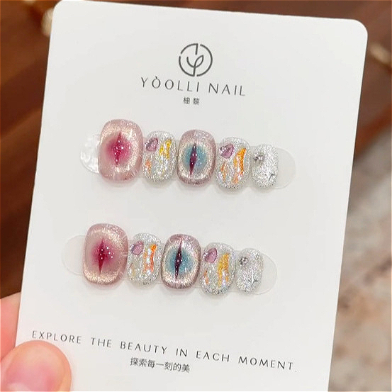 10Pcs Purple Short Round Head  - Nail Art Cat Eye 리뷰 및 가격