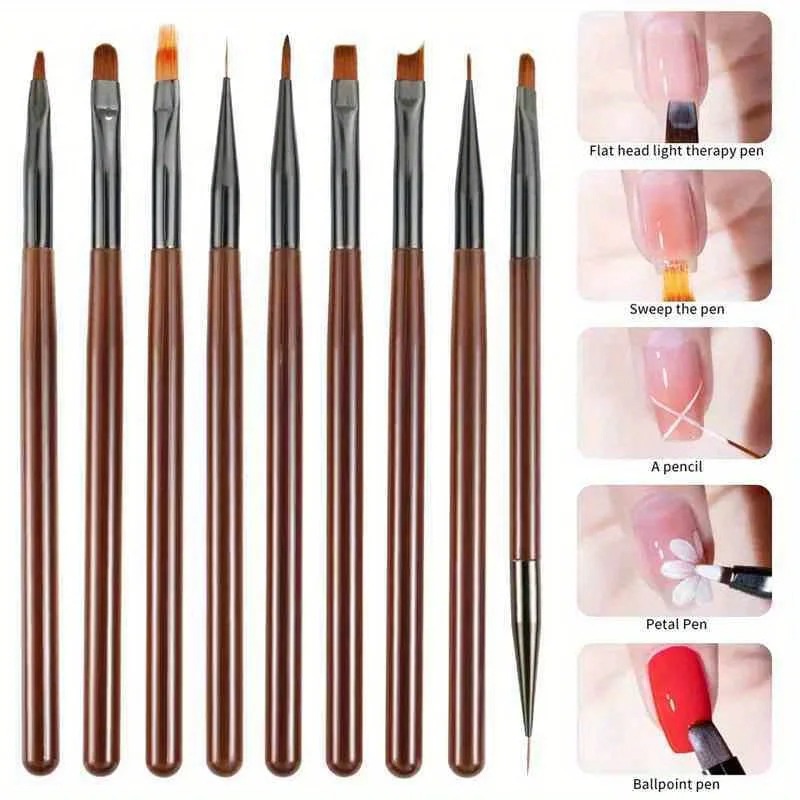 9PCS UV Gel Nail Brush Liner D - Nail Art Kaki 리뷰 및 가격
