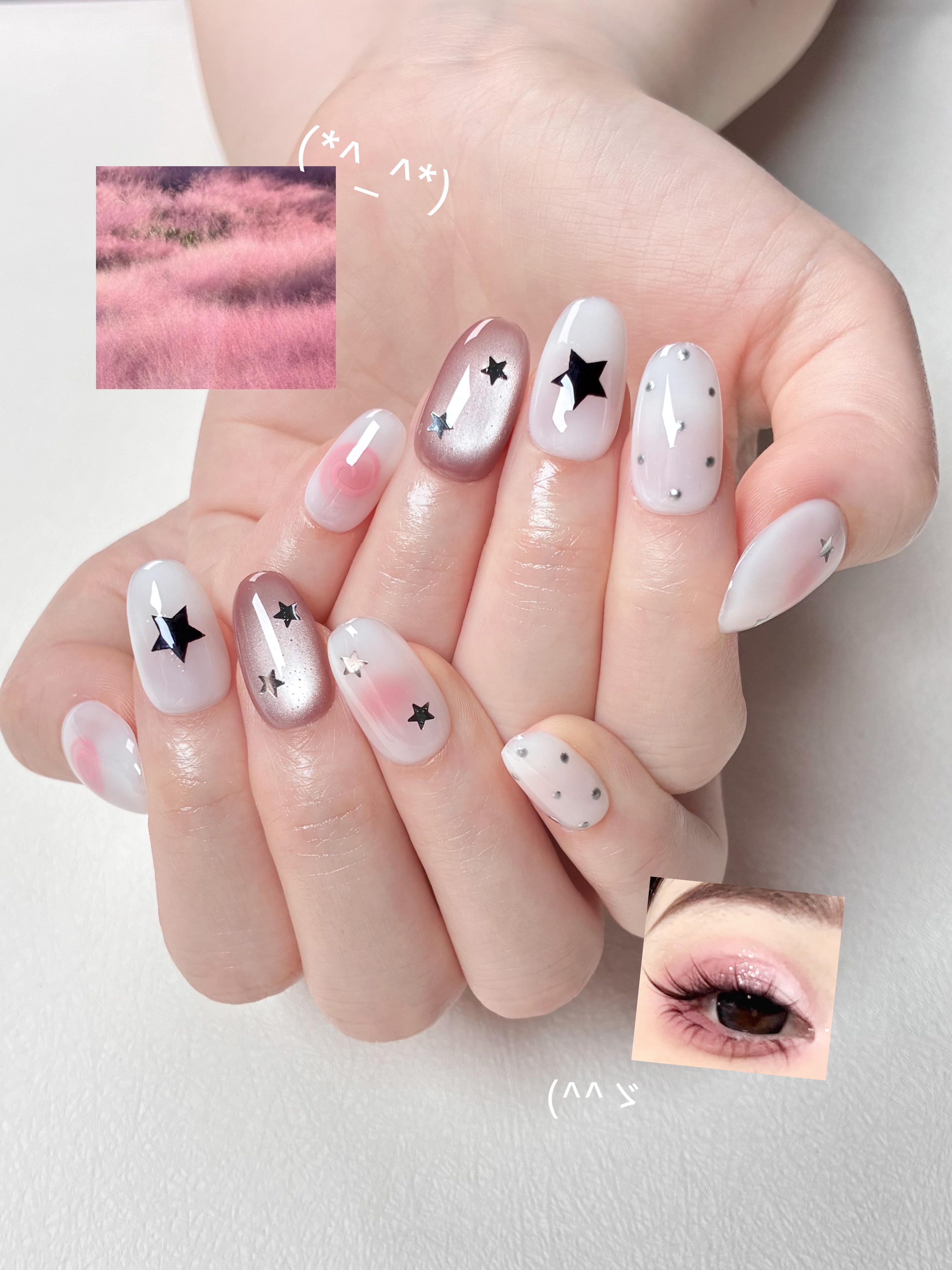 10pcs handmade pink press on n - Nail Art Cat Eye 리뷰 및 가격