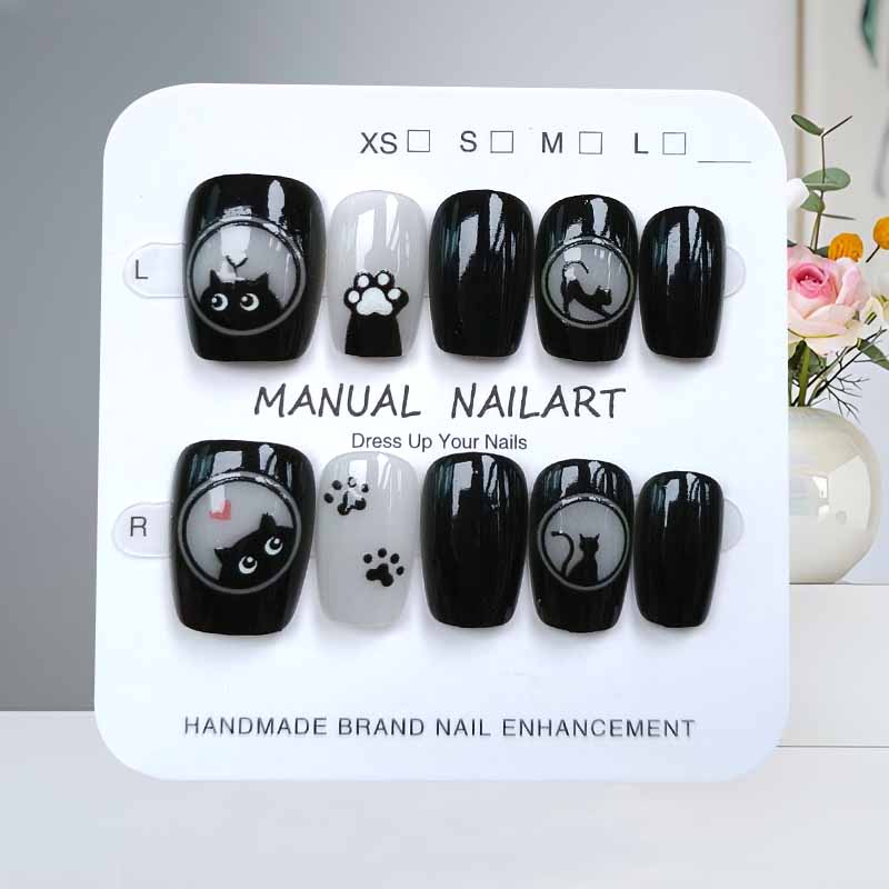 10Pcs Cute Cartoon Black Cat a - Nail Art Cat Eye 리뷰 및 가격