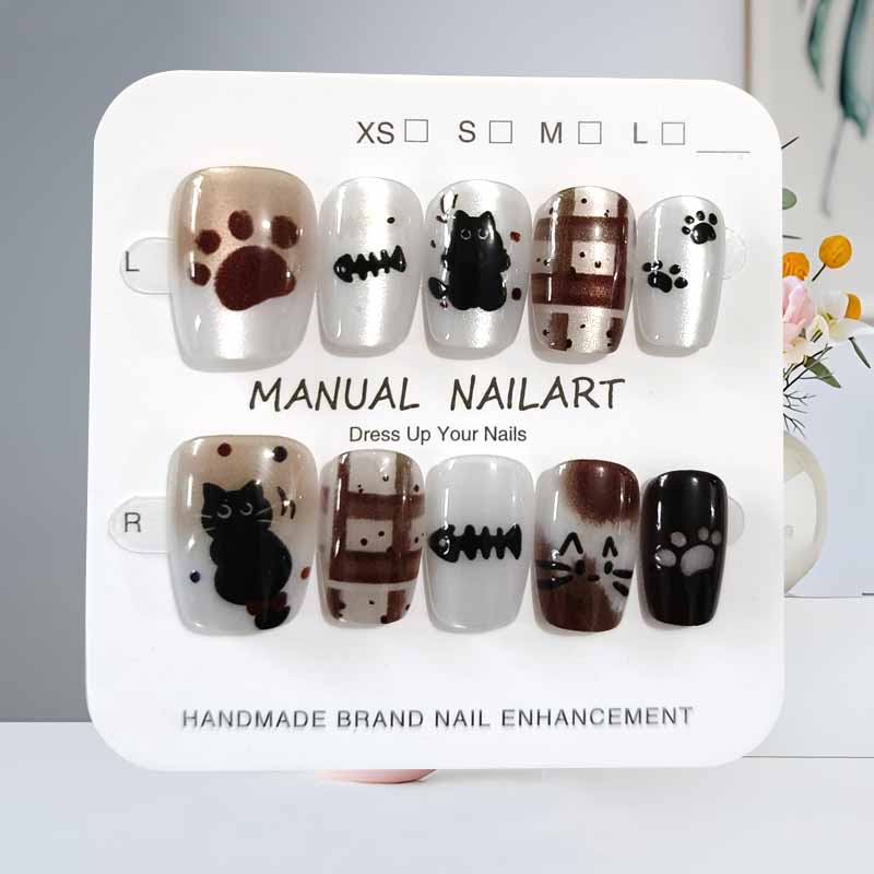 10Pcs Cute Cartoon Black Cat a - Nail Art Cat Eye 리뷰 및 가격