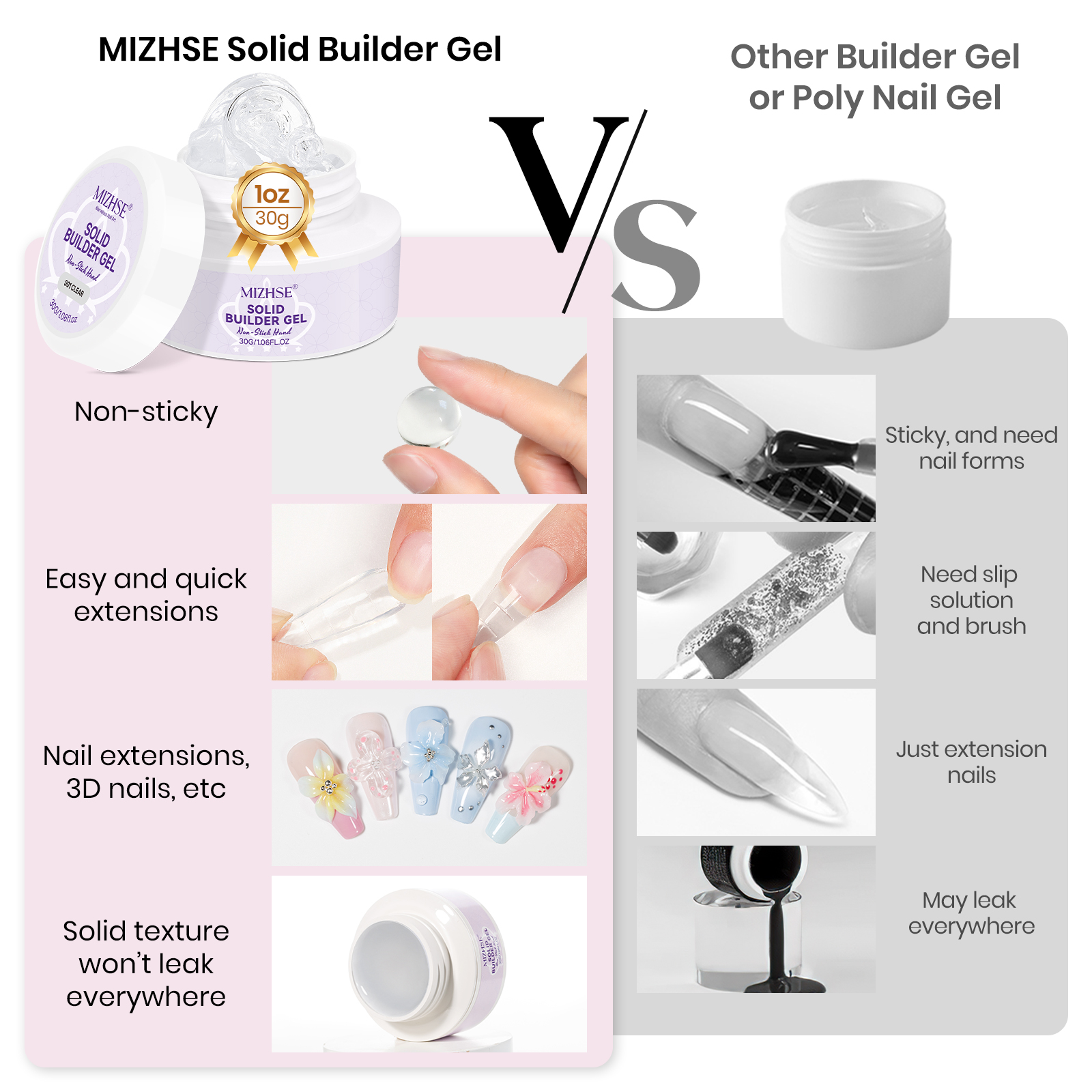 MIZHSE Builder Nail Gel White  - Nail Art Extension 리뷰 및 가격