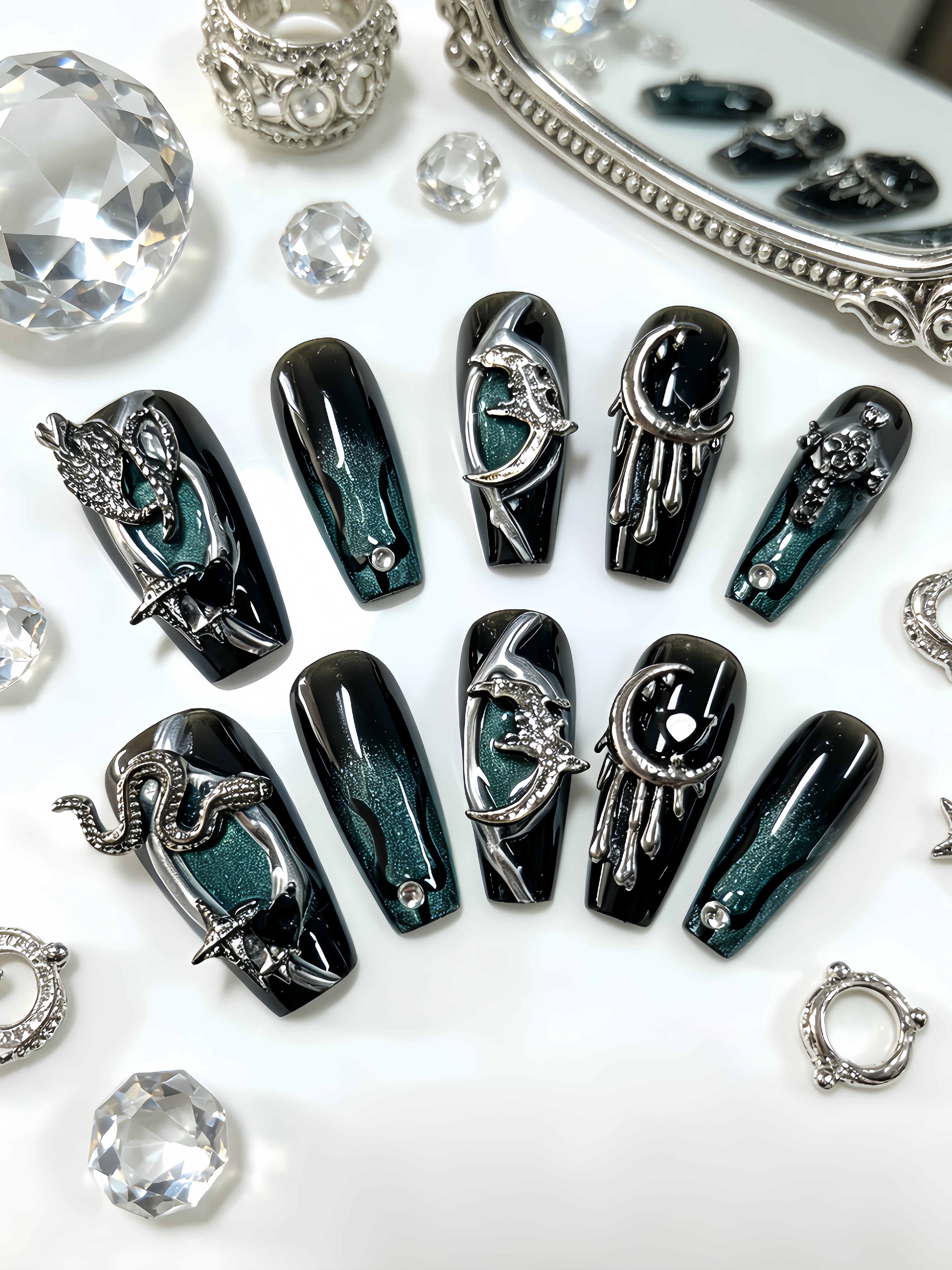 10 Pieces of Medium-Length Tra - Nail Art Cat Eye 리뷰 및 가격