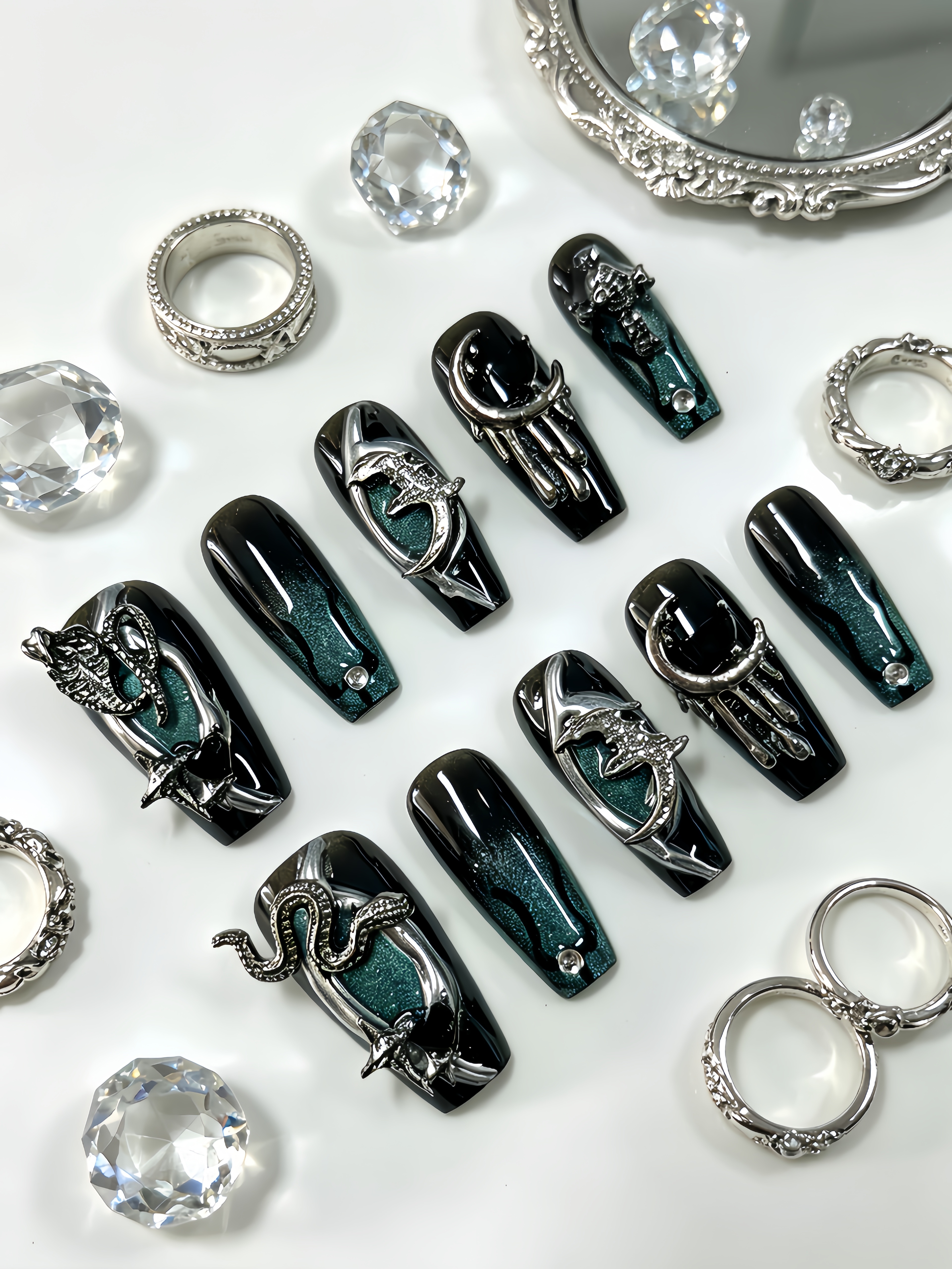 10 Pieces of Medium-Length Tra - Nail Art Cat Eye 리뷰 및 가격