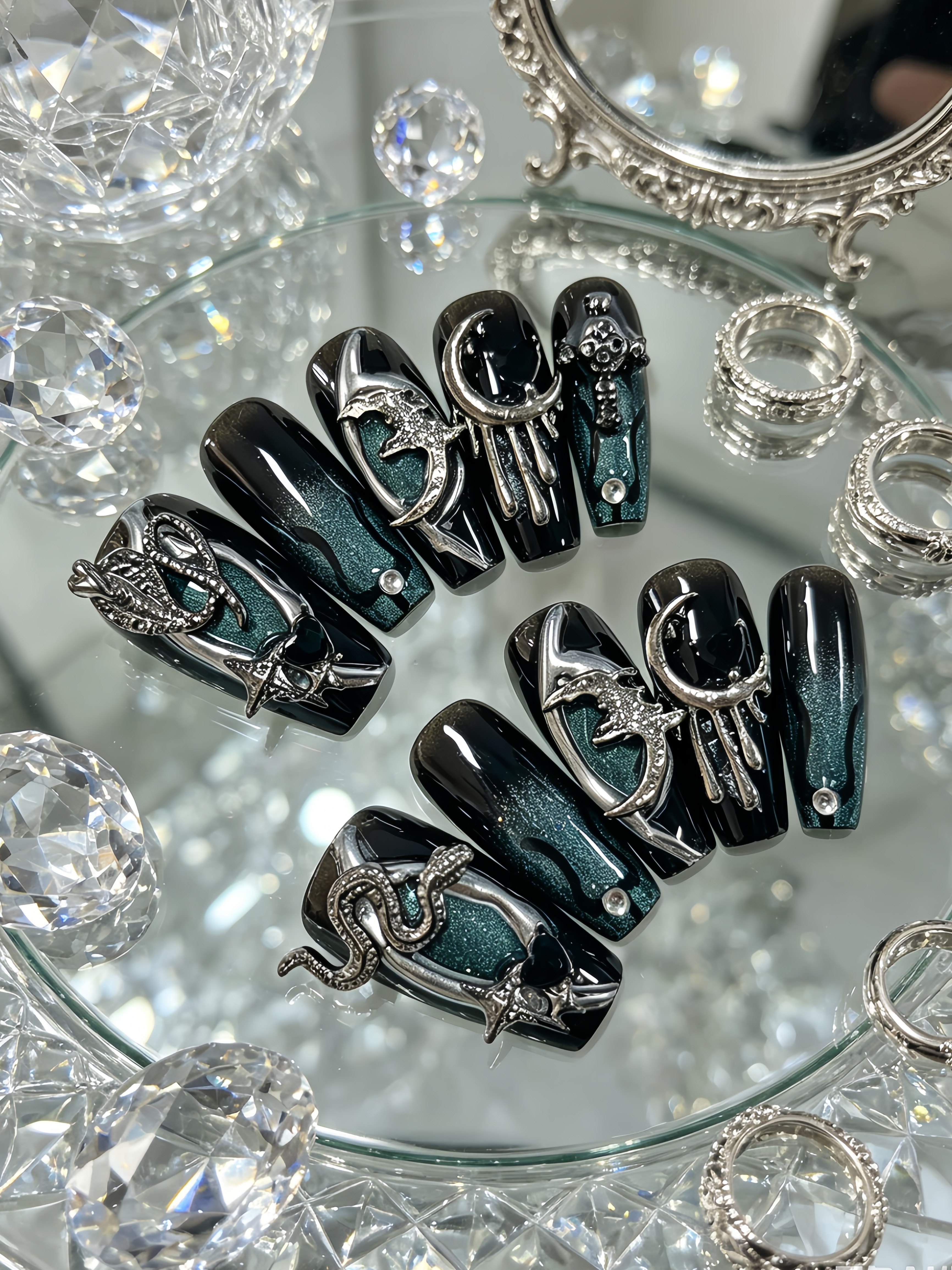 10 Pieces of Medium-Length Tra - Nail Art Cat Eye 리뷰 및 가격
