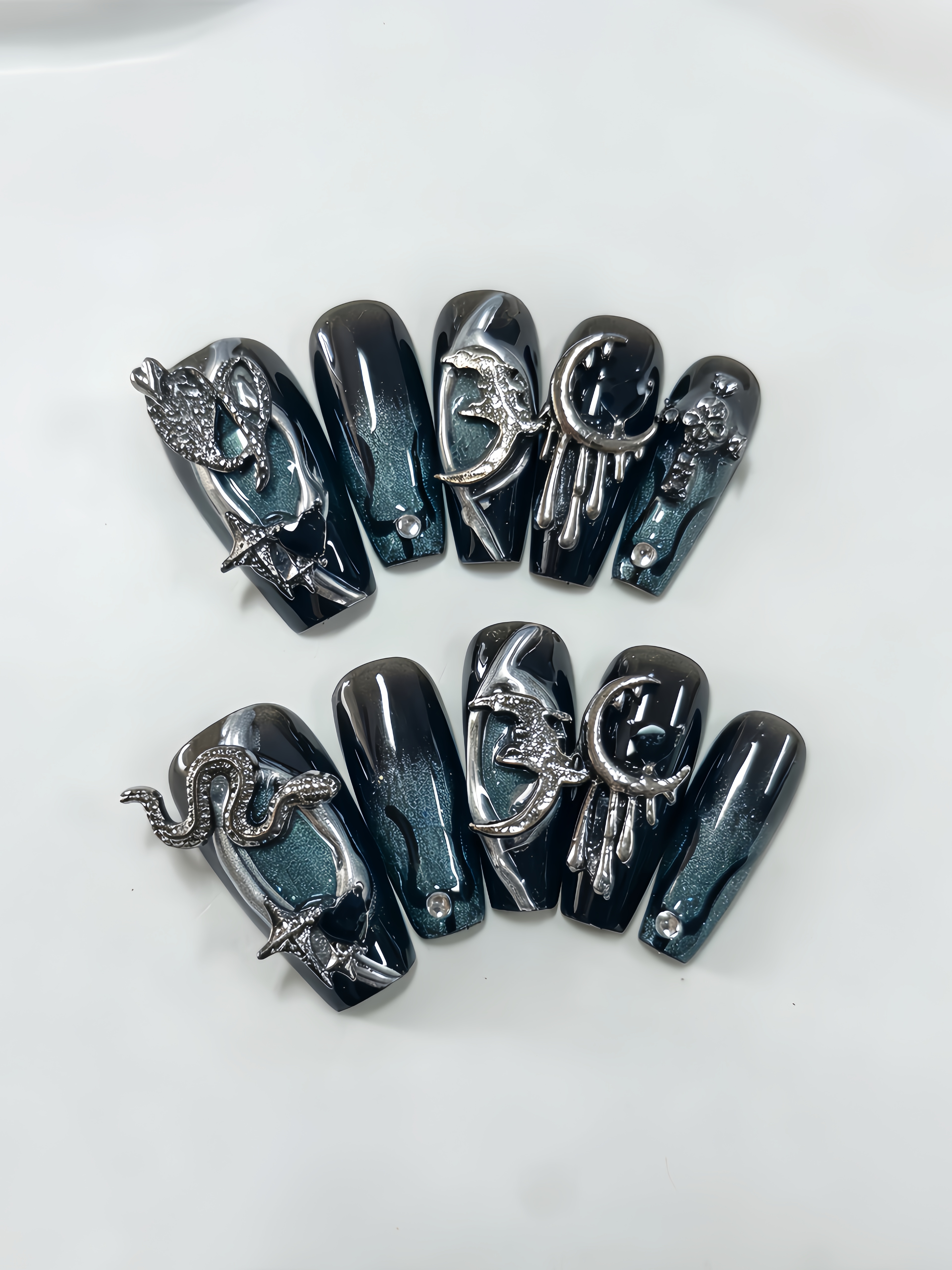 10 Pieces of Medium-Length Tra - Nail Art Cat Eye 리뷰 및 가격