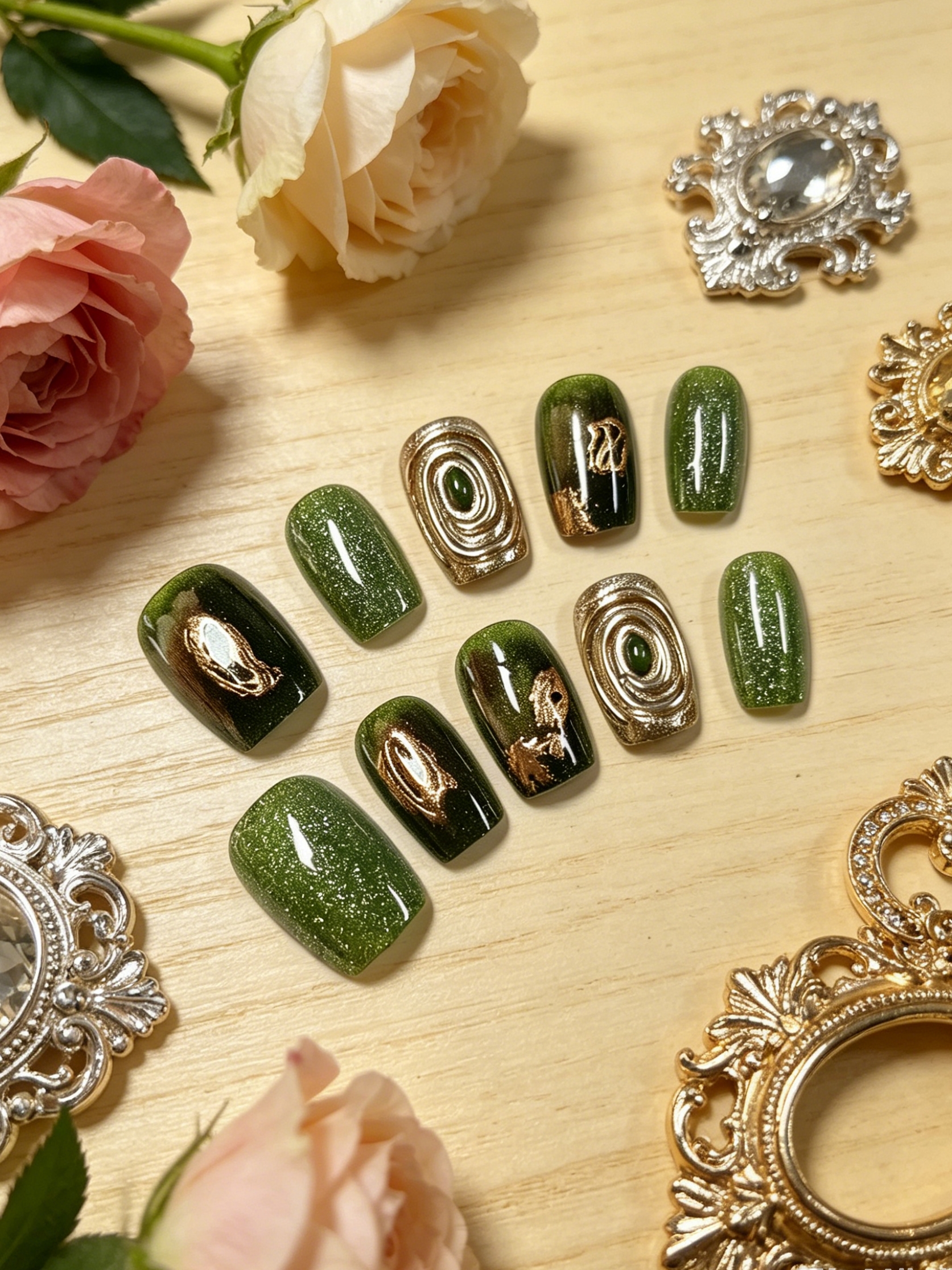 10-Piece Short Square-Round Na - Nail Art Cat Eye 리뷰 및 가격