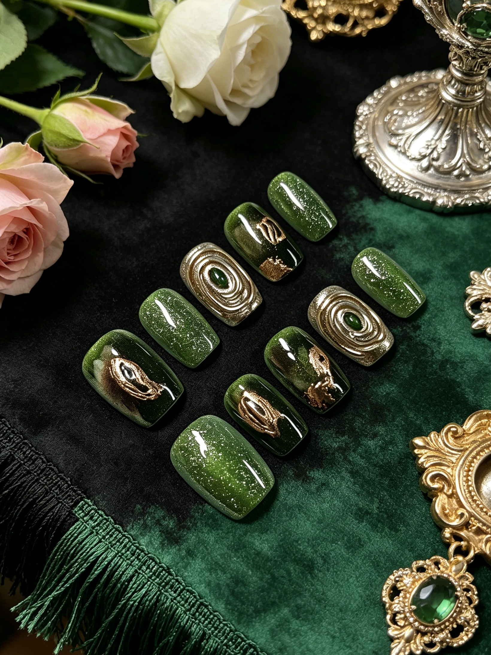 10-Piece Short Square-Round Na - Nail Art Cat Eye 리뷰 및 가격