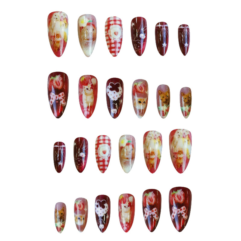 24pcs Strawberry Cat's Eye Pre - Nail Art Cat Eye 리뷰 및 가격