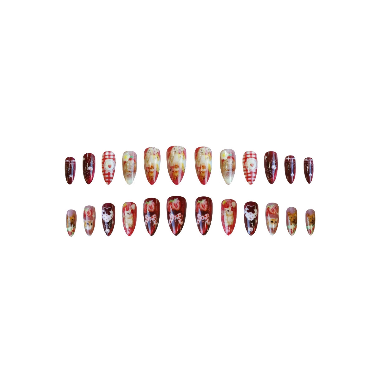 24pcs Strawberry Cat's Eye Pre - Nail Art Cat Eye 리뷰 및 가격